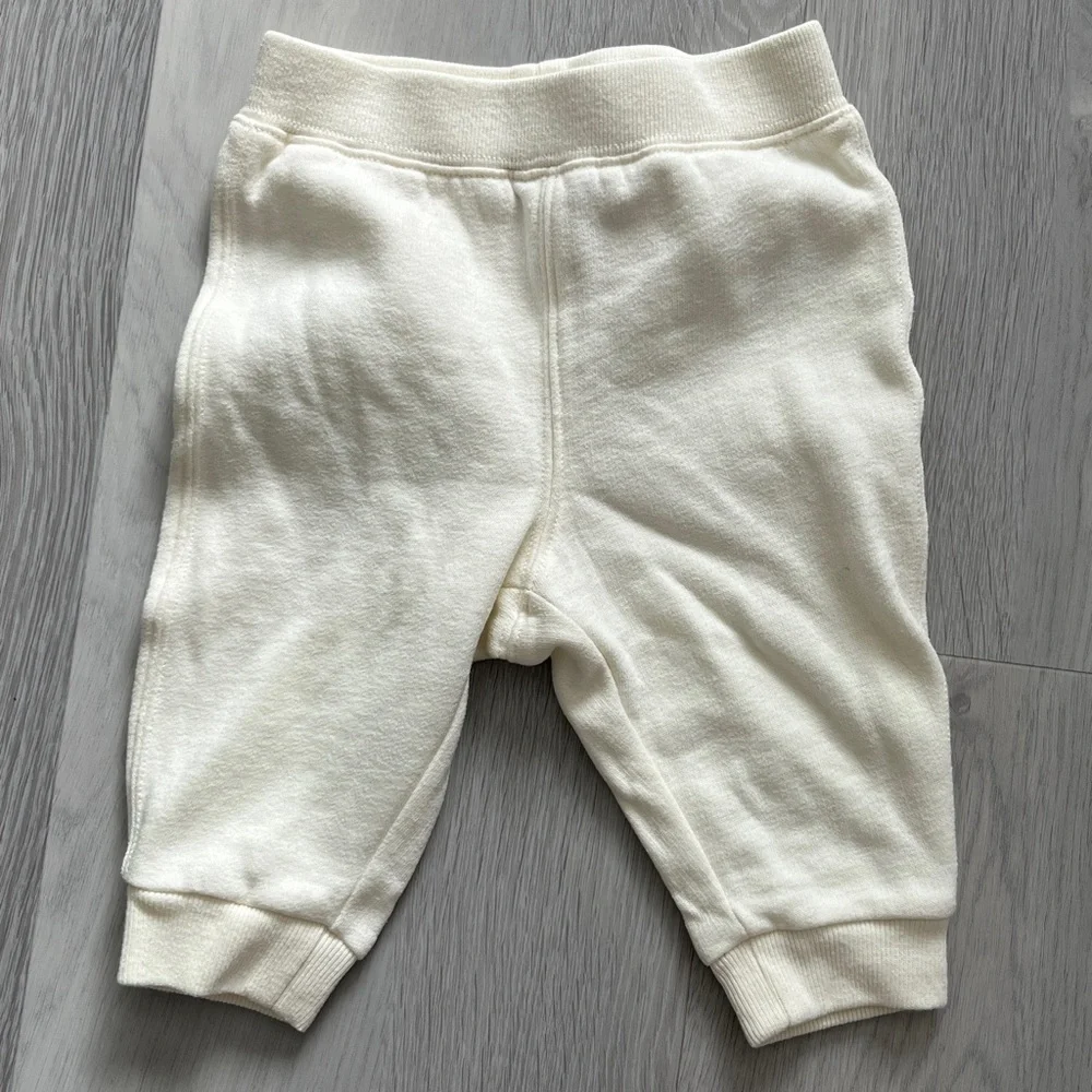 RALPH LAUREN BABY IVORY WHITE KNIT FLEECE LINED JOGGER PANTS 6 MOS
